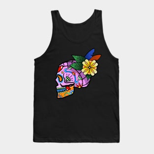 Pink Dia De Los Muertos Calavera Skull Sticker Tank Top